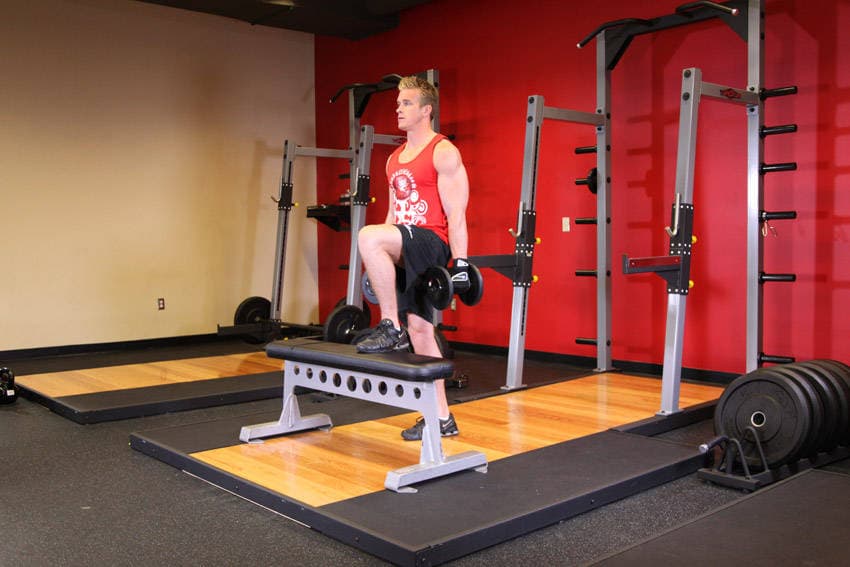 Dumbbell Step Ups step 2