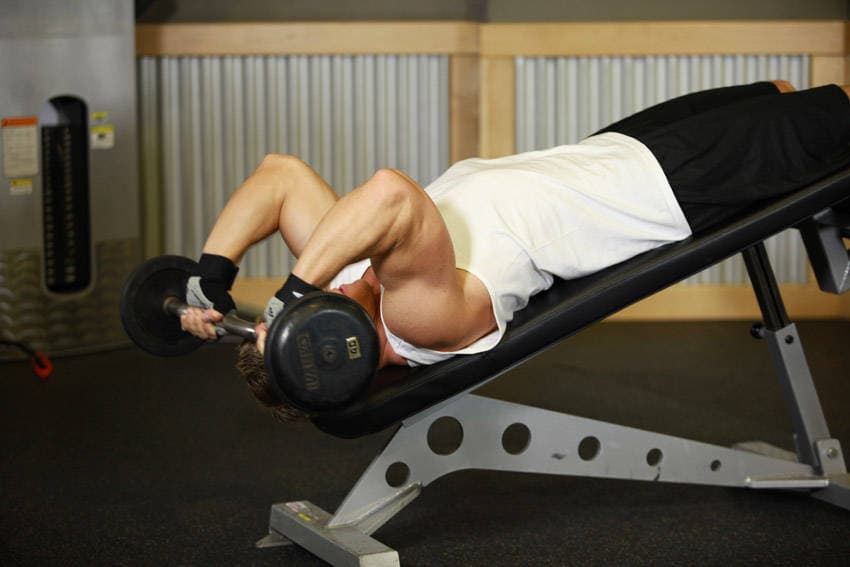 Decline EZ Bar Triceps Extension step 2