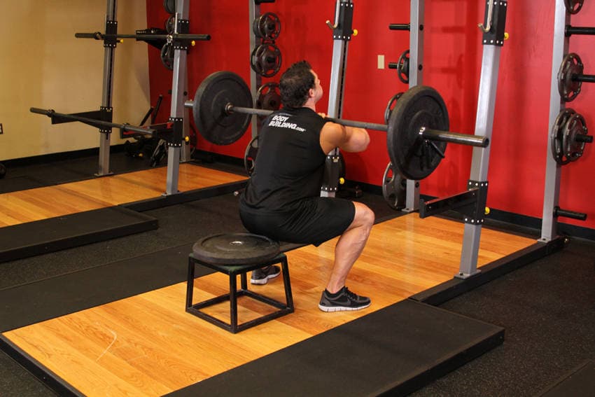 Front Barbell Squat To A Bench step 2
